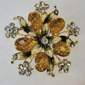 Golden Citrine Flower Spray Brooch Pin